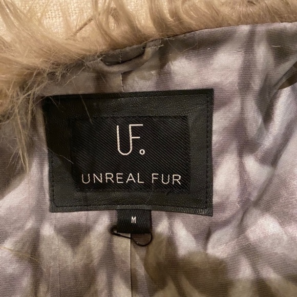 Gray Black Ombre Vintage Faux Fur Jacket Coat - by Unreal Fur, Size M, RARE - Picture 5 of 5